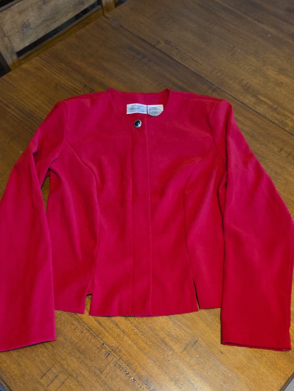Kathie Lee Vintage Red Women's Tailored Jacket - Sleek Crewneck Coat